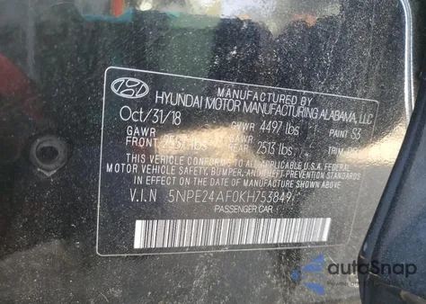 2019 Hyundai Sonata Se из США, поврежденный, VIN 5NPE24AF0KH753849